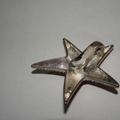 Star Fish Pendant, Red & Rhinestone 