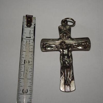 Silver Tone Statement Crucifix Pendant 