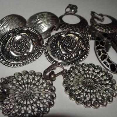 Silver tone Clip On Earrings 5 Pairs