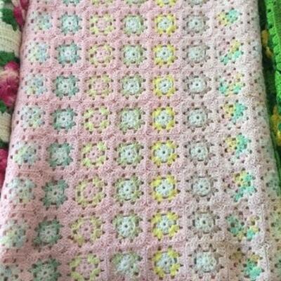 F-104 Three Crocheted Floral Throw Blankets