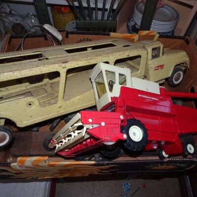 Box of toy trucks