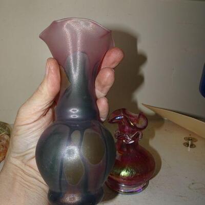Rose & Violet colored Signed Bud Vases - SWEET! 