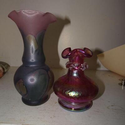 Rose & Violet colored Signed Bud Vases - SWEET! 