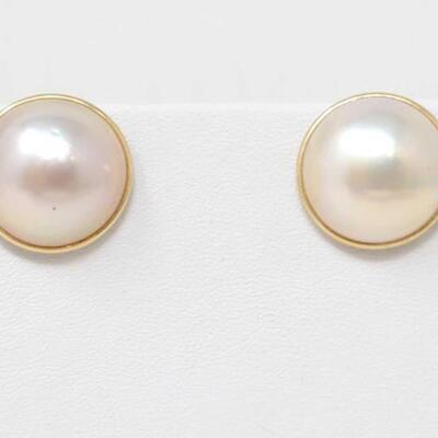 #120 â€¢ 14k Gold Pearl Earrings- 5.2g