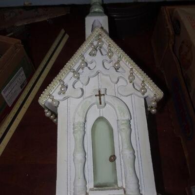 Vintage Wood Church Decoration - She Shed Decor 