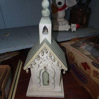 Vintage Wood Church Decoration - She Shed Decor 