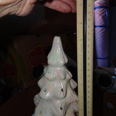 Oversized Lighted Ceramic Craft Christmas Tree - White Christmas 