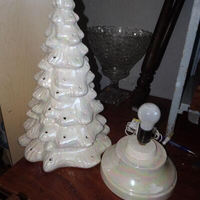 Oversized Lighted Ceramic Craft Christmas Tree - White Christmas 