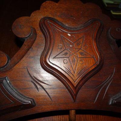Vintage Wood Vanity Mirror Finial - Masonic Star 