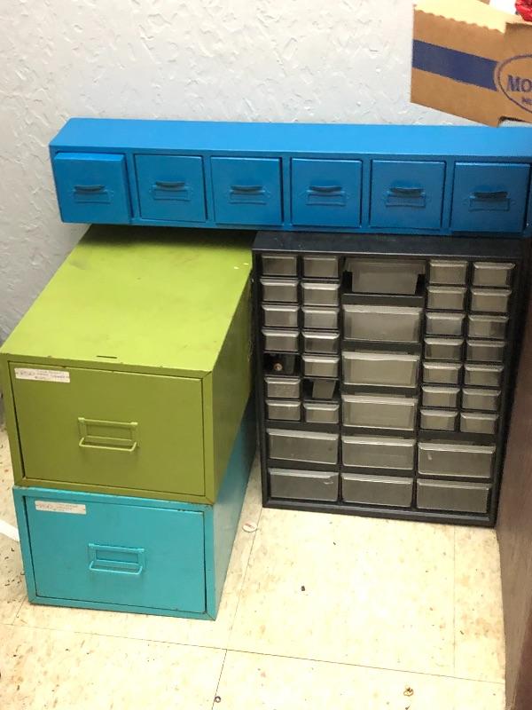 4 Metal File Boxes with drawers