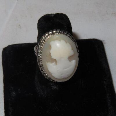 Silver Cameo Adjustable ring