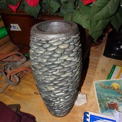 Large Heavy Faux Stone Vase - Very pretty in real life 