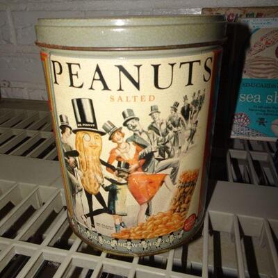Vintage Salted Peanuts Tin Can, Lithograph Tin Can 