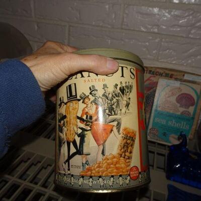 Vintage Salted Peanuts Tin Can, Lithograph Tin Can 