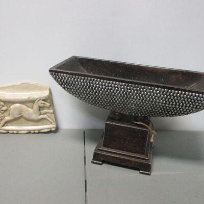 Lot 155 - Nailhead Bowl & Rectangle Relief Depicting Hunting Scene