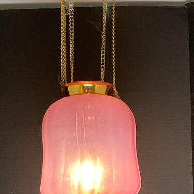 I-112 Antique Cranberry Glass Hanging Lamp