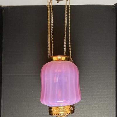 I-112 Antique Cranberry Glass Hanging Lamp