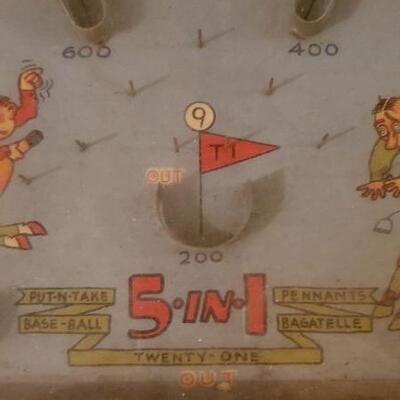 Lot 28:  Vintage Poosh-m-up tabletop pinball machine in working condition.