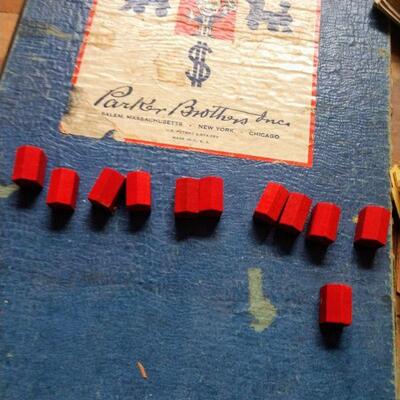 Vintage 1954 Monopoly includes most pieces including instructions