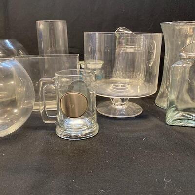 Lot 13: Trifle dish, variety of shape and different size vases, pitcher and more. 