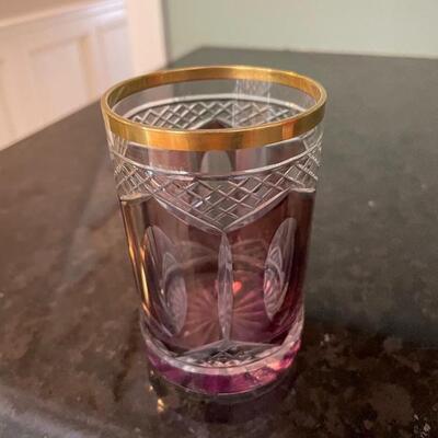 8 antique gold rimmed glasses 