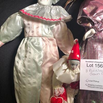 3 Vintage Masquerade Porcelain Dolls