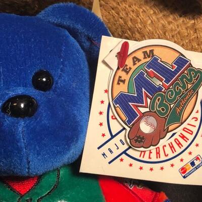 6 Sports Themed Stuffer Bears - GB Packers, 2 Titans Pro Bears, PGA, World Series, Clipper Jones