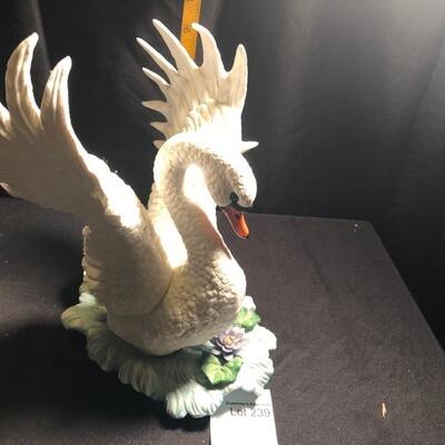 Beautiful Swan w/ Open Wings on Water Figurine