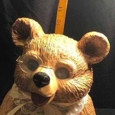 Homco Teddy Bear with Collar & Glasses 1985 Resin Heavy Vintage