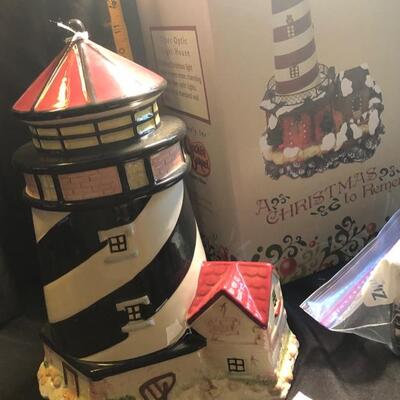 3 Piece Lighthouse Lot - Cookie Jar GKHO. Fiber optic light, Note pad