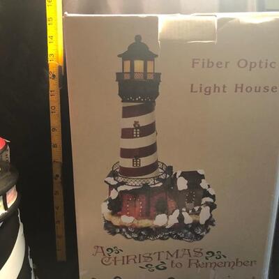 3 Piece Lighthouse Lot - Cookie Jar GKHO. Fiber optic light, Note pad