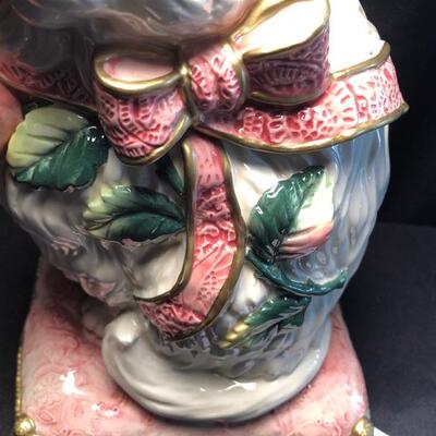 Fitz and Floyd Kitten & Roses Cookie Jar - Rare 