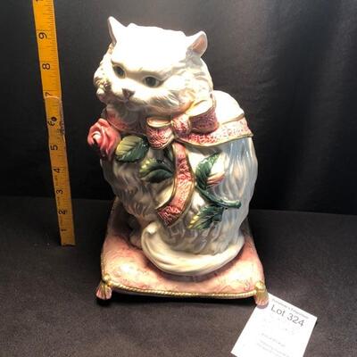 Fitz and Floyd Kitten & Roses Cookie Jar - Rare 