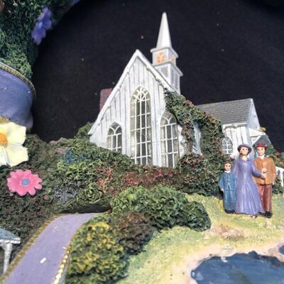 Thomas Kinkade Summer Village Wreath and A Holiday Gathering Music Box