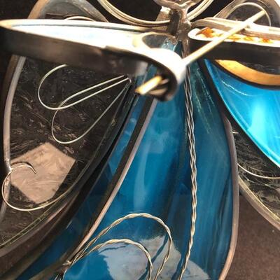 Blue Stained Glass Angel Playing Violin & Itty-Bitty Stained Glass Angel