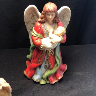 5 Vintage Angel Figurines, Willow Tree, Wood, Porcelain Homco