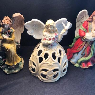5 Vintage Angel Figurines, Willow Tree, Wood, Porcelain Homco