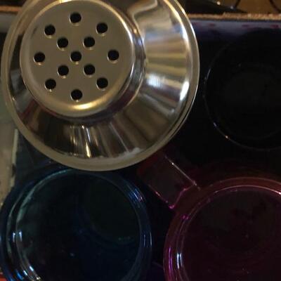 Bar Supplies, Ice Bucket, Flask, Freezable cups, Jack Daniels freeze pop molds, Shaker and blue cup