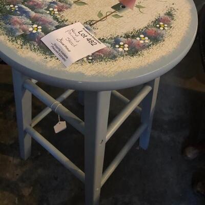 Hand Painted Wooden Stool w/Bird Houses