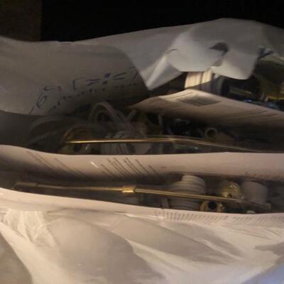 12 Lamp Shades & bag of lamp making parts