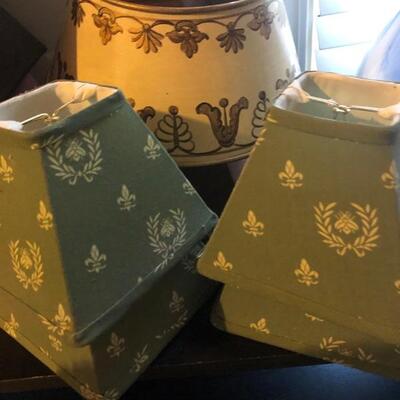 12 Lamp Shades & bag of lamp making parts