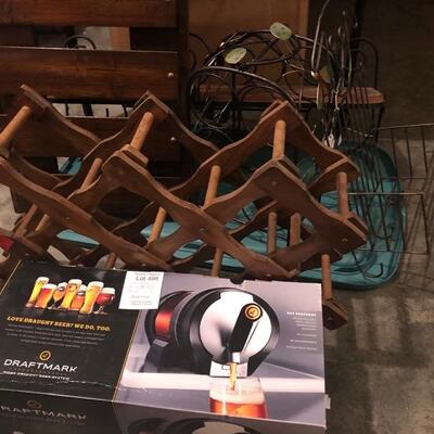 6 Bar Items - Metal Wine Rack, Shelf Basket, Draft Mark Keg, Handmade Wooden Wine Rack, foldable wooden wine rack