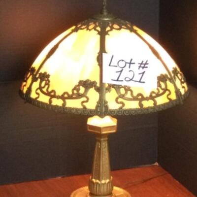 B-121 Antique Handel Style Slag Glass Table Lamp