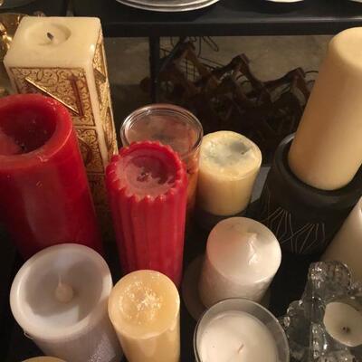 Large Lot of Candles, Candlesticks, Holders