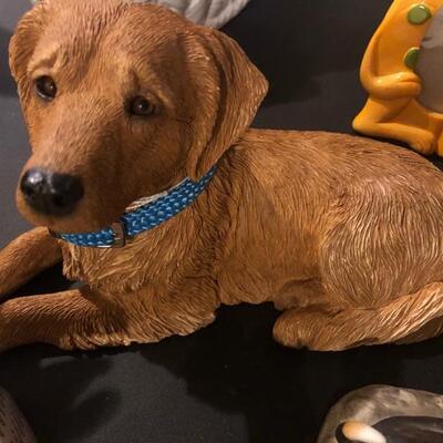 11 Dog Themed Figurines, Ornaments, Bobblehead, Sandcast