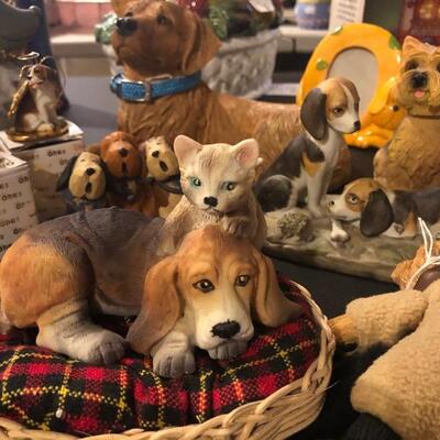 11 Dog Themed Figurines, Ornaments, Bobblehead, Sandcast