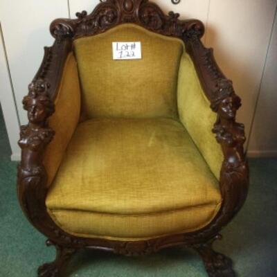 A-122 Antique Carved Lady Armchair