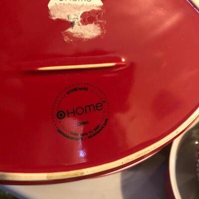 9 Red Porcelain Baking Dishes and Kitchen Aid Roller