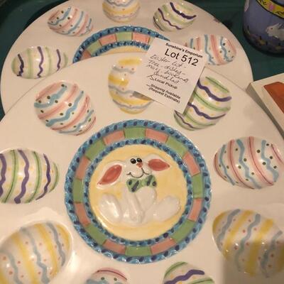 Easter Lot - Tree w/Ornaments,  2 Egg Dishes, Candles, 6 Placemats, & Bookends