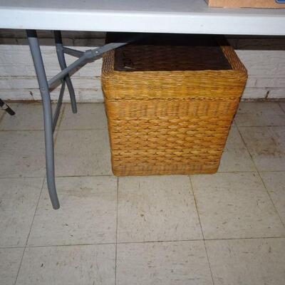 Solid Rattan Side Storage Stand, Glass Top - Lid opens, Store Blankets
